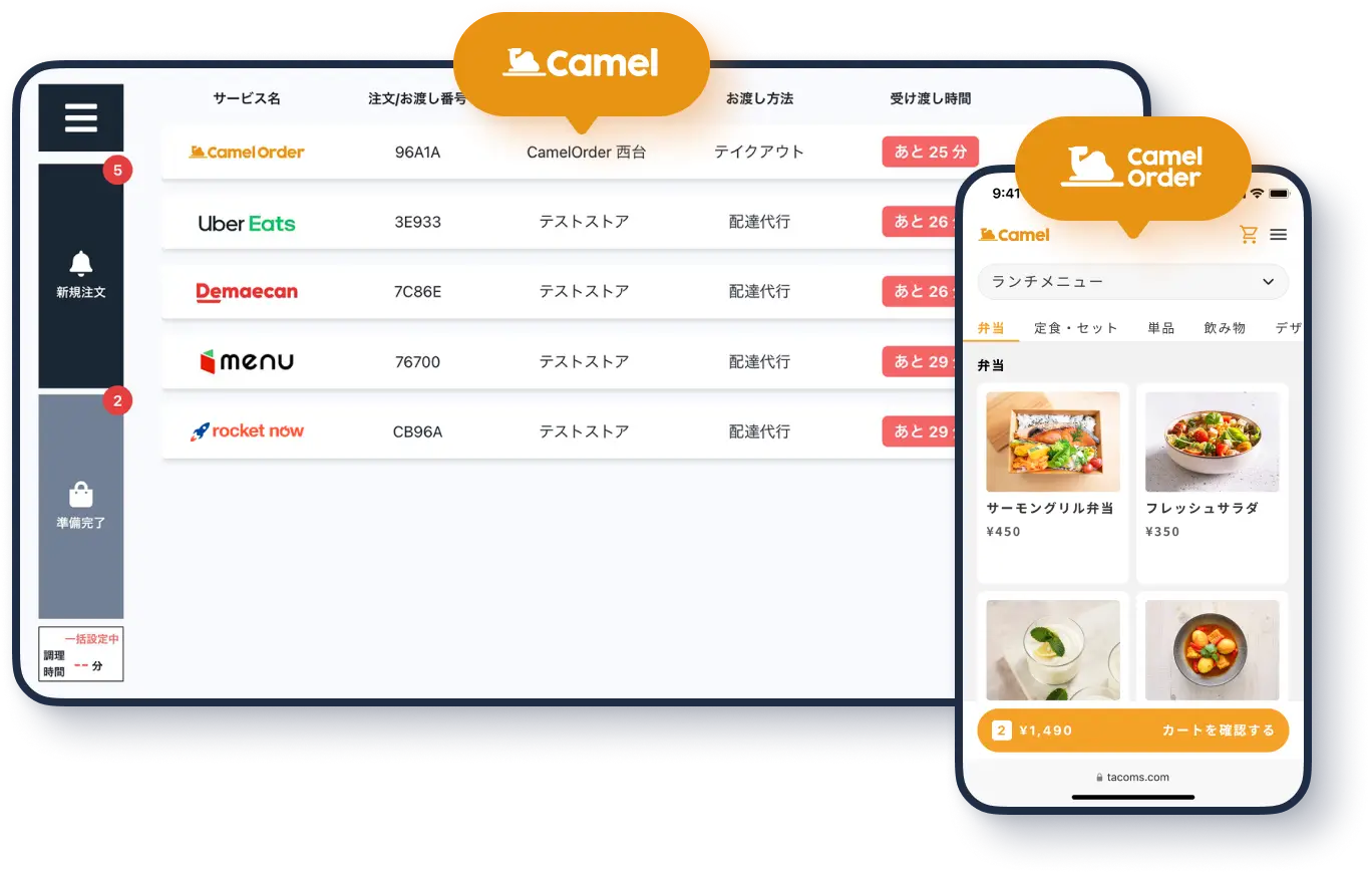 CamelとCamelOrderのデモ画面の画像